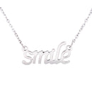 Silver Tone Stainless Steel 'Smile' Pendant Couple BBF Friend Necklace Birthday Gift Jewelry