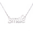 Silver Tone Stainless Steel 'Smile' Pendant Couple BBF Friend Necklace Birthday Gift Jewelry