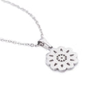 Men Women Jewelry Silver Stainless Steel Round Flower Pendant Necklace Chain