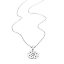 Men Women Jewelry Silver Stainless Steel Round Flower Pendant Necklace Chain