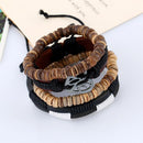 Multilayer Leather Bracelet Heart Charm Adjustable Tribal Cuff Wristband