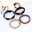 Multilayer Leather Bracelet Heart Charm Adjustable Tribal Cuff Wristband