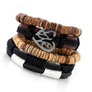 Multilayer Leather Bracelet Heart Charm Adjustable Tribal Cuff Wristband