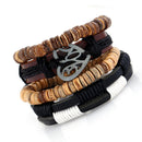 Multilayer Leather Bracelet Heart Charm Adjustable Tribal Cuff Wristband