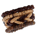 PU Leather Multi-Stands Wristband Rustic Cords Nut Shell Beads Strand Bangle Handmade Friends Family Gift