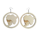Africian Figure DIY Earrings Natural Unfinished Round Wooden Drop Earrings