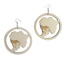 Africian Figure DIY Earrings Natural Unfinished Round Wooden Drop Earrings