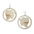 Africian Figure DIY Earrings Natural Unfinished Round Wooden Drop Earrings