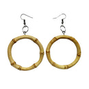 Women Vintage Country Fresh Natural Bamboo Round Circle Dangle Hook Earrings