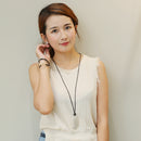 Women Cool Comb Pendant Black Braided Rope Necklace Charm Sweater Jewelry