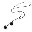 Fashion Chinese Enkianthus Flower Pendant Black Braided Rope Necklace Lady Vintage Jewelry