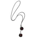 Fashion Chinese Enkianthus Flower Pendant Black Braided Rope Necklace Lady Vintage Jewelry
