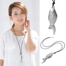 Antique Silver Alloy 3D Fish Pendant Necklace Chain Long Chain Sweater Jewellery 32"