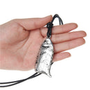 Novelty Vintage Countryside Plant Dangle Flattened Pea Pod Women Sweater Necklace with Long Black Weave PU Leather Rope Jewelry