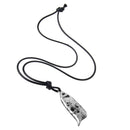 Novelty Vintage Countryside Plant Dangle Flattened Pea Pod Women Sweater Necklace with Long Black Weave PU Leather Rope Jewelry