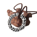 Vintage Irregular Hollow Circle Alloy Pendant Necklace with Long Velvet Rope Chain 84cm