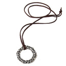 Vintage Irregular Hollow Circle Alloy Pendant Necklace with Long Velvet Rope Chain 84cm