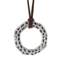 Vintage Irregular Hollow Circle Alloy Pendant Necklace with Long Velvet Rope Chain 84cm
