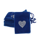10 Pcs Small Heart Pattern Dark Blue Velvet Drawstring Bag for Jewelry Bag Gift Earrings Necklace Hair Pins Pouch 7 x 9cm