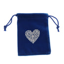 10 Pcs Small Heart Pattern Dark Blue Velvet Drawstring Bag for Jewelry Bag Gift Earrings Necklace Hair Pins Pouch 7 x 9cm
