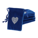 10 Pcs Small Heart Pattern Dark Blue Velvet Drawstring Bag for Jewelry Bag Gift Earrings Necklace Hair Pins Pouch 7 x 9cm