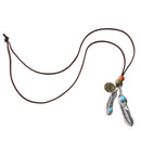 Women Girl's Cool Turquoise Feather Pendant Braided Rope Necklace Jewelry