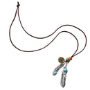 Women Girl's Cool Turquoise Feather Pendant Braided Rope Necklace Jewelry