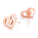 EElegant Fashion Rose Gold Plated Punk Double Sweet Heart Pattern Bohemian Ear Stud Earrings Fashion Jewelry for Women Girls