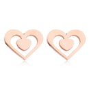 EElegant Fashion Rose Gold Plated Punk Double Sweet Heart Pattern Bohemian Ear Stud Earrings Fashion Jewelry for Women Girls