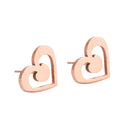 EElegant Fashion Rose Gold Plated Punk Double Sweet Heart Pattern Bohemian Ear Stud Earrings Fashion Jewelry for Women Girls