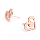 EElegant Fashion Rose Gold Plated Punk Double Sweet Heart Pattern Bohemian Ear Stud Earrings Fashion Jewelry for Women Girls