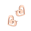 EElegant Fashion Rose Gold Plated Punk Double Sweet Heart Pattern Bohemian Ear Stud Earrings Fashion Jewelry for Women Girls
