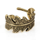 Fashionable Alloy Arched Feather Leaf Shaped Wide Opening Finger Ring Band