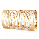 Womens Vintage Gold Flower Style Hollow Hoop Open Ended Wide Cuff Adjustable Bangle