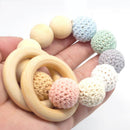 20pcs Wood Teething Rings Wooden Teething Ring Gift Set Organic Infant Baby Showing Toys DIY 60mm