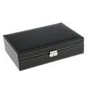 Multifunction 2 Slots Jewelry 8 Slots Black Carbon Fiber Watch Storage Display Makeup Box with Mirror Organizer for Women Girls