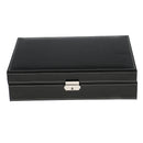 Multifunction 2 Slots Jewelry 8 Slots Black Carbon Fiber Watch Storage Display Makeup Box with Mirror Organizer for Women Girls