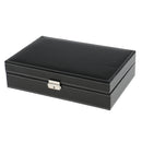 Multifunction 2 Slots Jewelry 8 Slots Black Carbon Fiber Watch Storage Display Makeup Box with Mirror Organizer for Women Girls