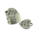 50 Pieces/ Lot Retro Tibetan Silver Heart MADE FOR YOU Pendant Spacer Beads DIY Findings for Jewelry Making