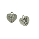 50 Pieces/ Lot Retro Tibetan Silver Heart MADE FOR YOU Pendant Spacer Beads DIY Findings for Jewelry Making
