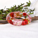 Transparent Vintage Various Daisy Dry Flower Lucite Plastic Women Bracelet