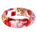Transparent Vintage Various Daisy Dry Flower Lucite Plastic Women Bracelet