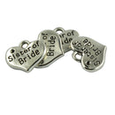 30Pcs Tibet Silver Sister Of Bride Heart Wedding Charms Jewelry DIY Making