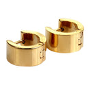 Simple Smooth Golden Plated Stainless Steel Wide Huggie Hoop Earrings for Unisex Fashion Sumptuous Shining Piercing Punk Style