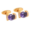 Glitter Oval Purple Zircon Upscale Business Men CuffLinks with Purple Zircon
