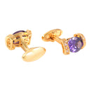 Glitter Oval Purple Zircon Upscale Business Men CuffLinks with Purple Zircon