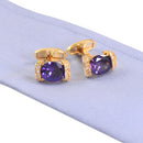Glitter Oval Purple Zircon Upscale Business Men CuffLinks with Purple Zircon