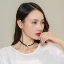 Round Double Rings Zircon Clavicle Chain Women Choker Collar Leather Necklace