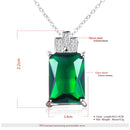 Classical Fashion Grassland Green Glass Gem White Rhinestone Embeded Dangle Necklace with Silver Plated Adjustable Chain