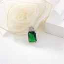 Classical Fashion Grassland Green Glass Gem White Rhinestone Embeded Dangle Necklace with Silver Plated Adjustable Chain